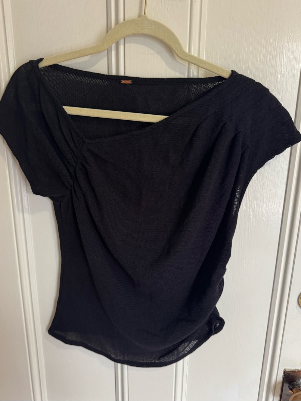 Free People Black Draped Off Shoulder Sweater Knit Top Women’s XS